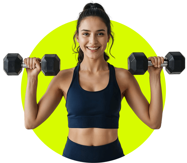 Athlete holding dumbbells